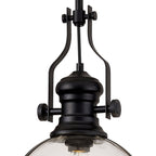 NL7262/BL9 Louis 1 Light Pendant Matt Black Clear