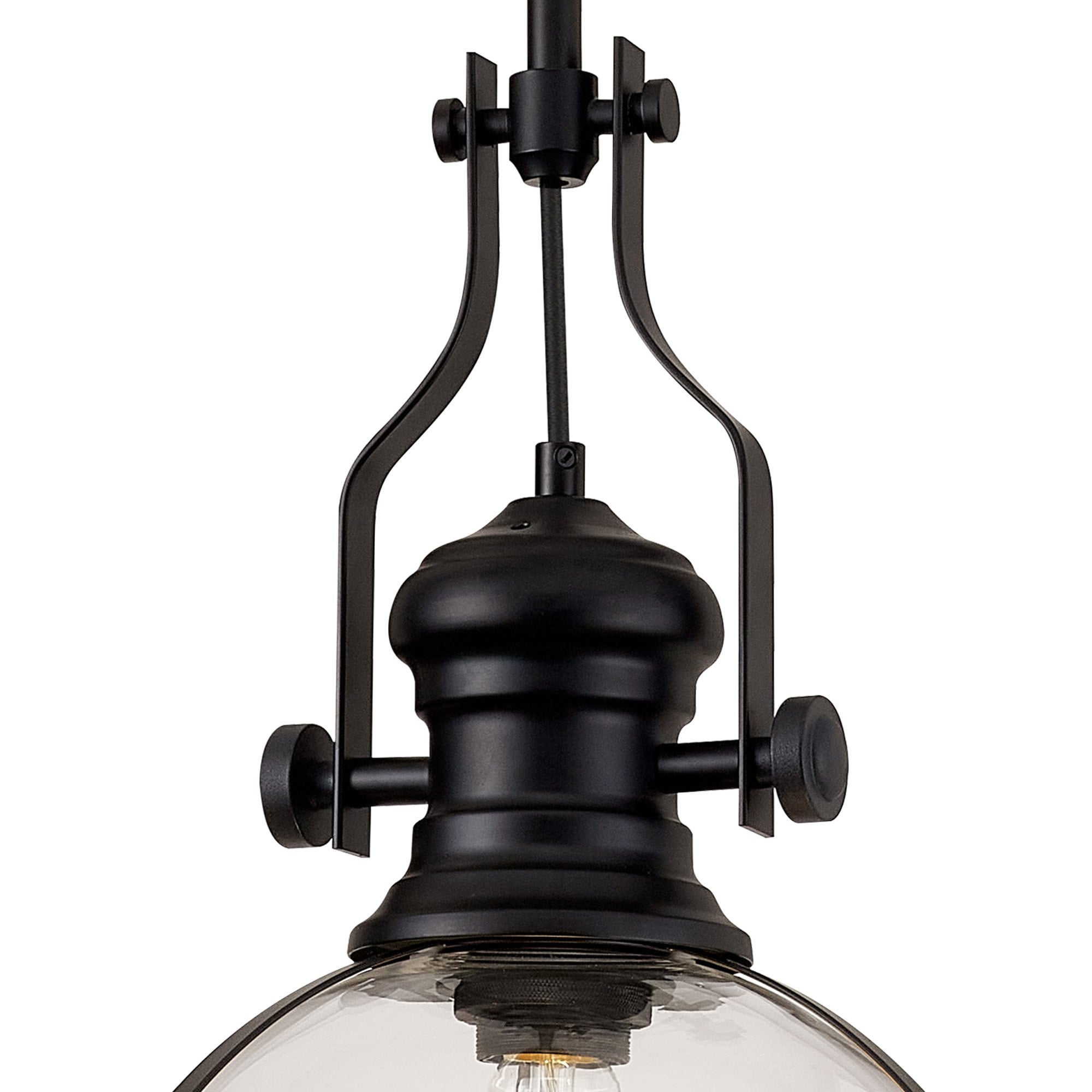 NL7262/BL9 Louis 1 Light Pendant Matt Black Clear