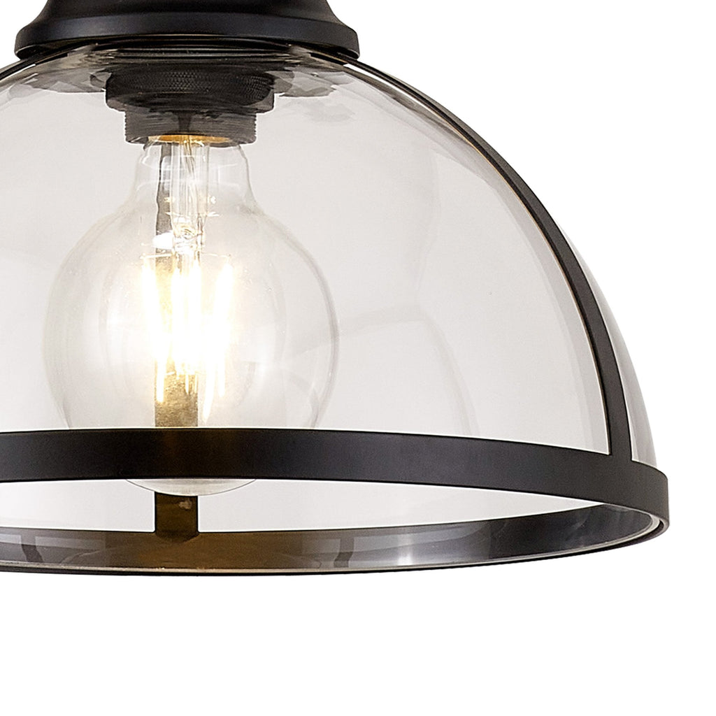 NL7262/BL9 Louis 1 Light Pendant Matt Black Clear