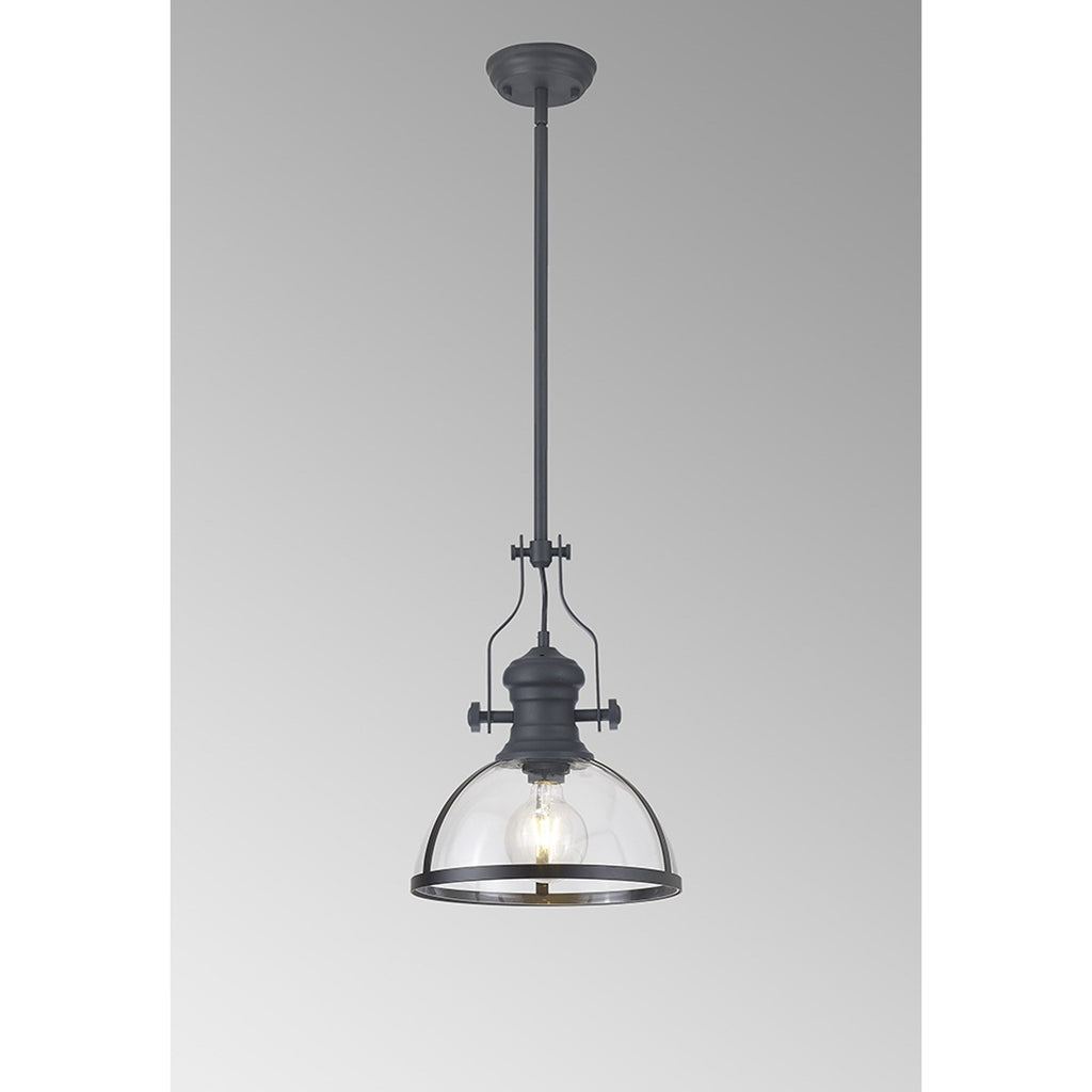 NL7262/GR9 Louis 1 Light Pendant Graphite Clear