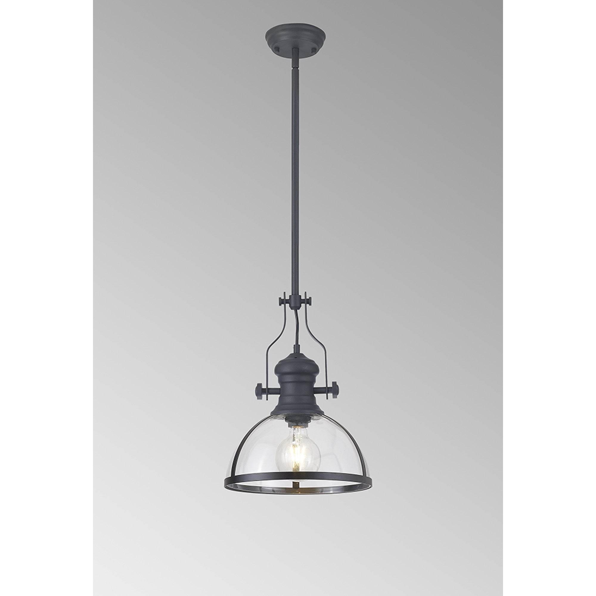 NL7262/GR9 Louis 1 Light Pendant Graphite Clear