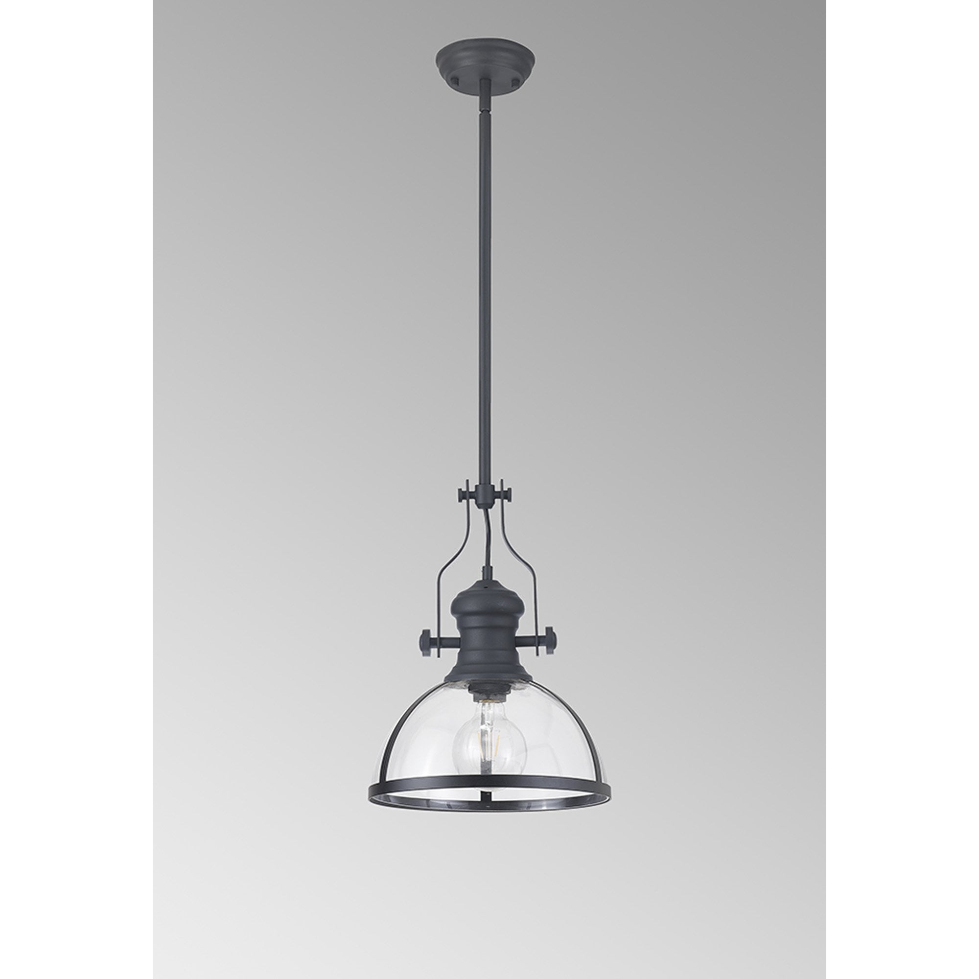NL7262/GR9 Louis 1 Light Pendant Graphite Clear