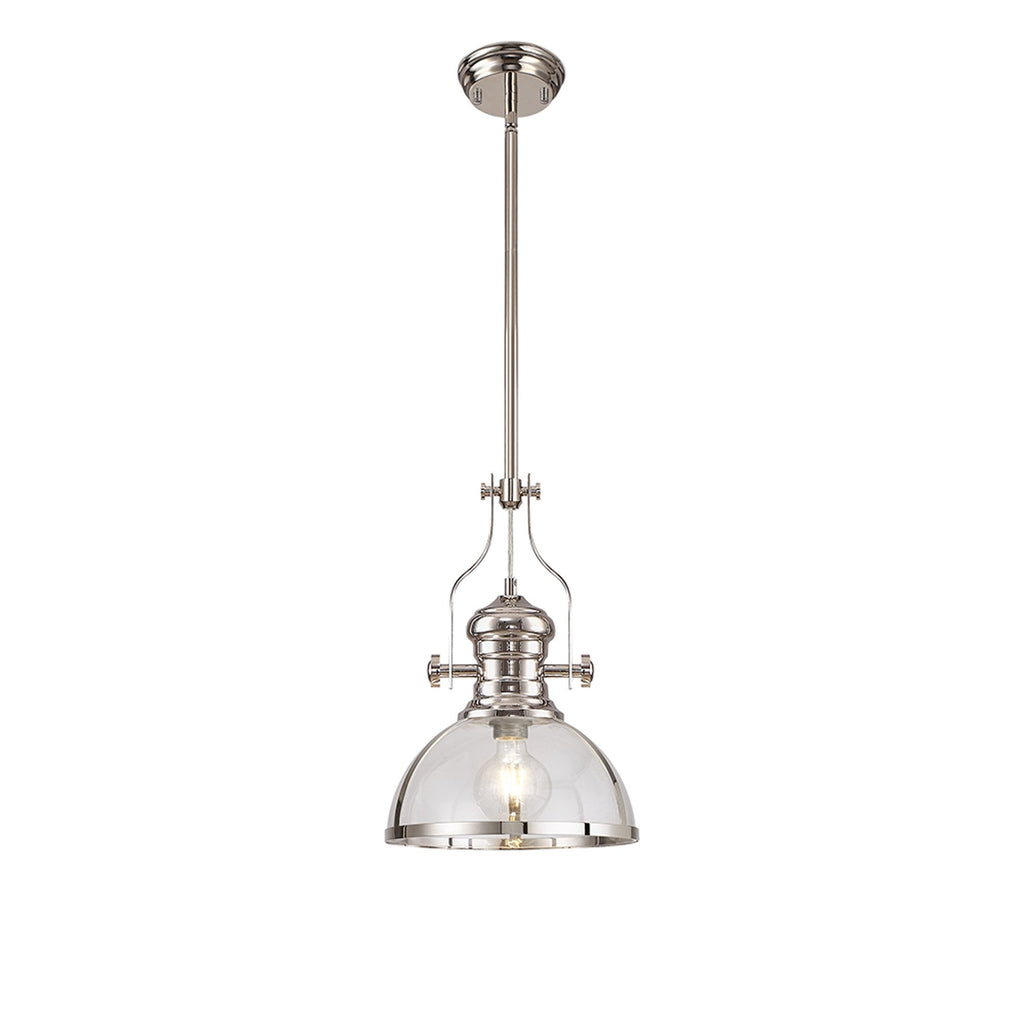NL7262/PN9 Louis 1 Light Pendant Polished Nickel Clear