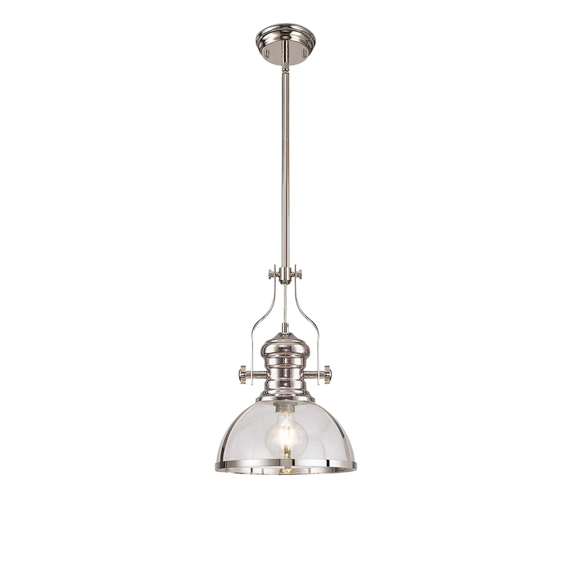 NL7262/PN9 Louis 1 Light Pendant Polished Nickel Clear