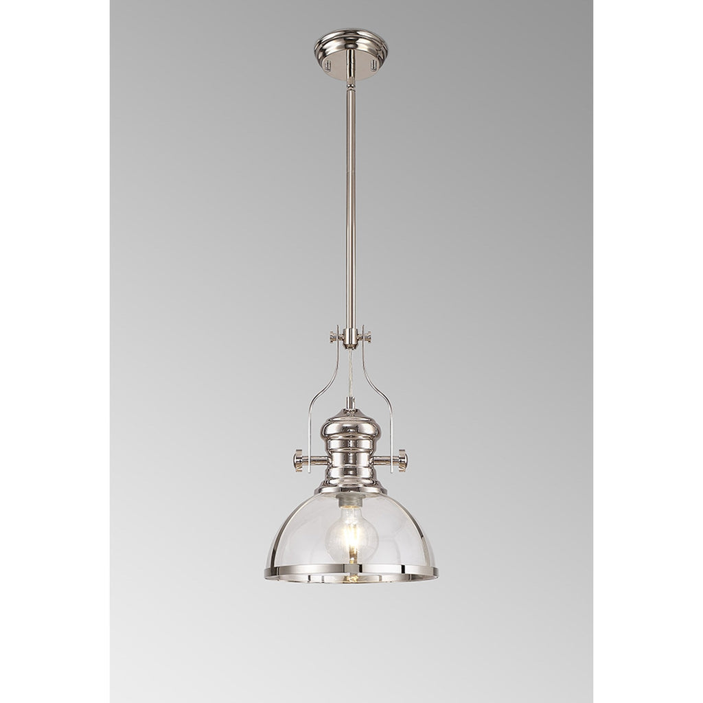NL7262/PN9 Louis 1 Light Pendant Polished Nickel Clear