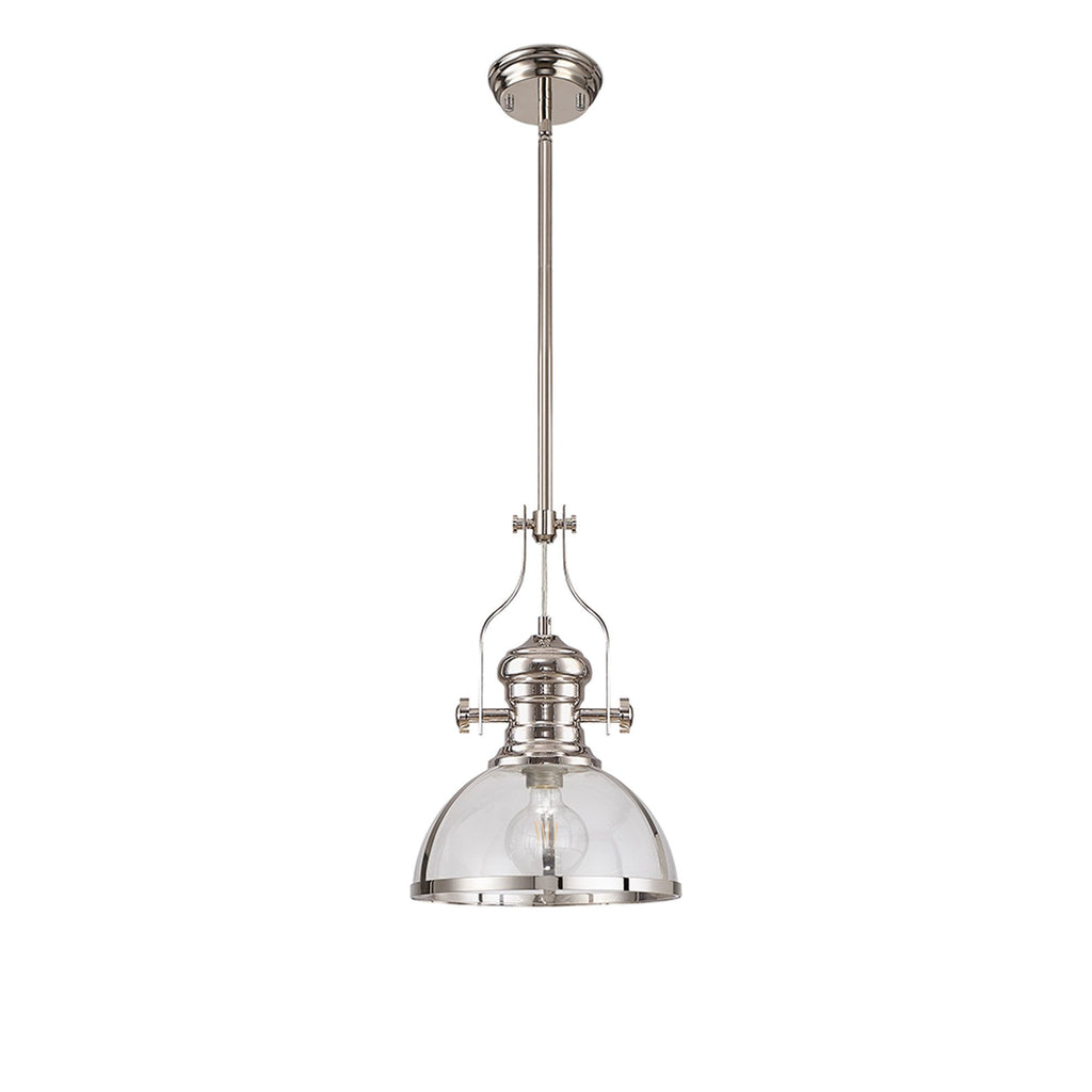 NL7262/PN9 Louis 1 Light Pendant Polished Nickel Clear