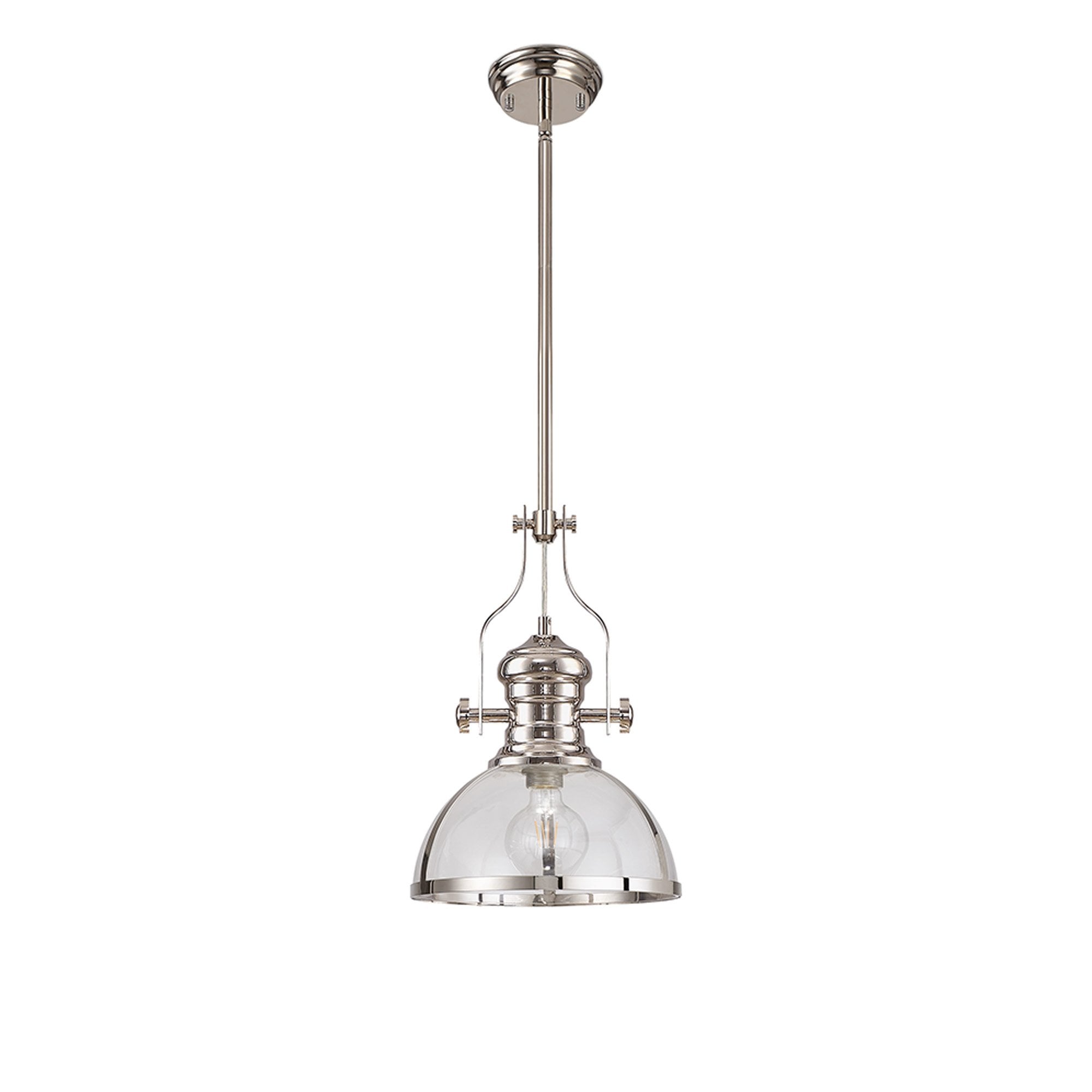 NL7262/PN9 Louis 1 Light Pendant Polished Nickel Clear