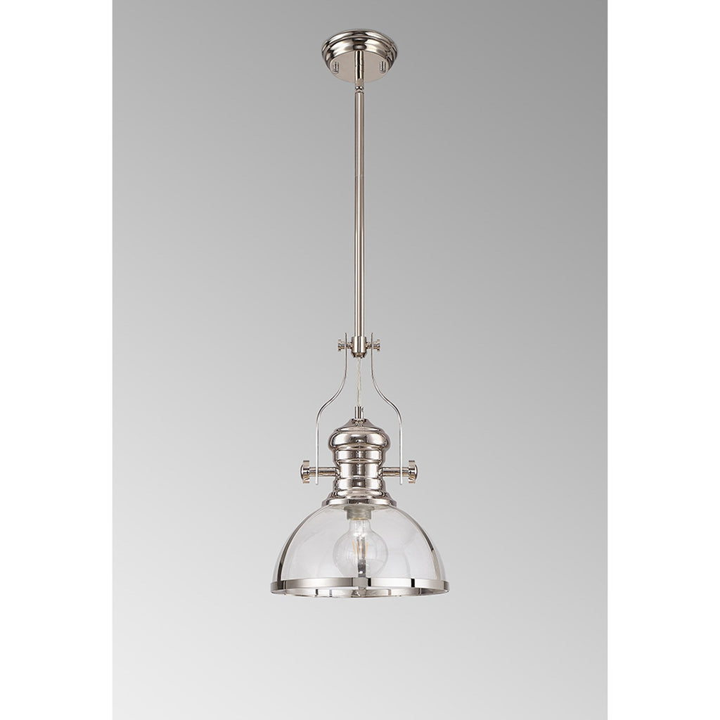 NL7262/PN9 Louis 1 Light Pendant Polished Nickel Clear