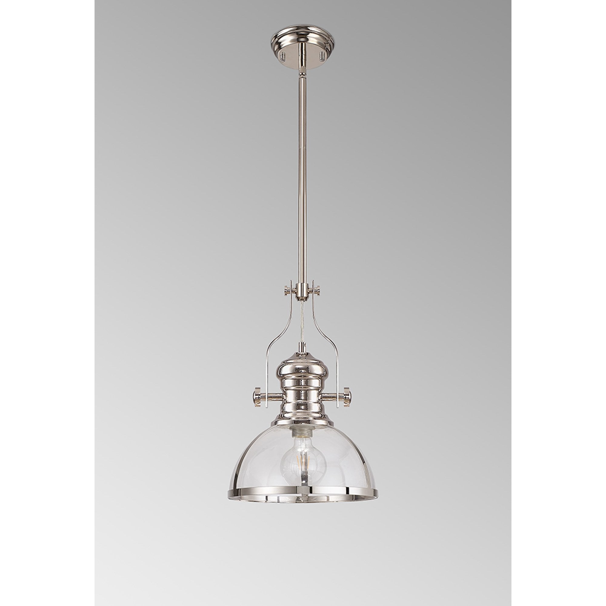 NL7262/PN9 Louis 1 Light Pendant Polished Nickel Clear