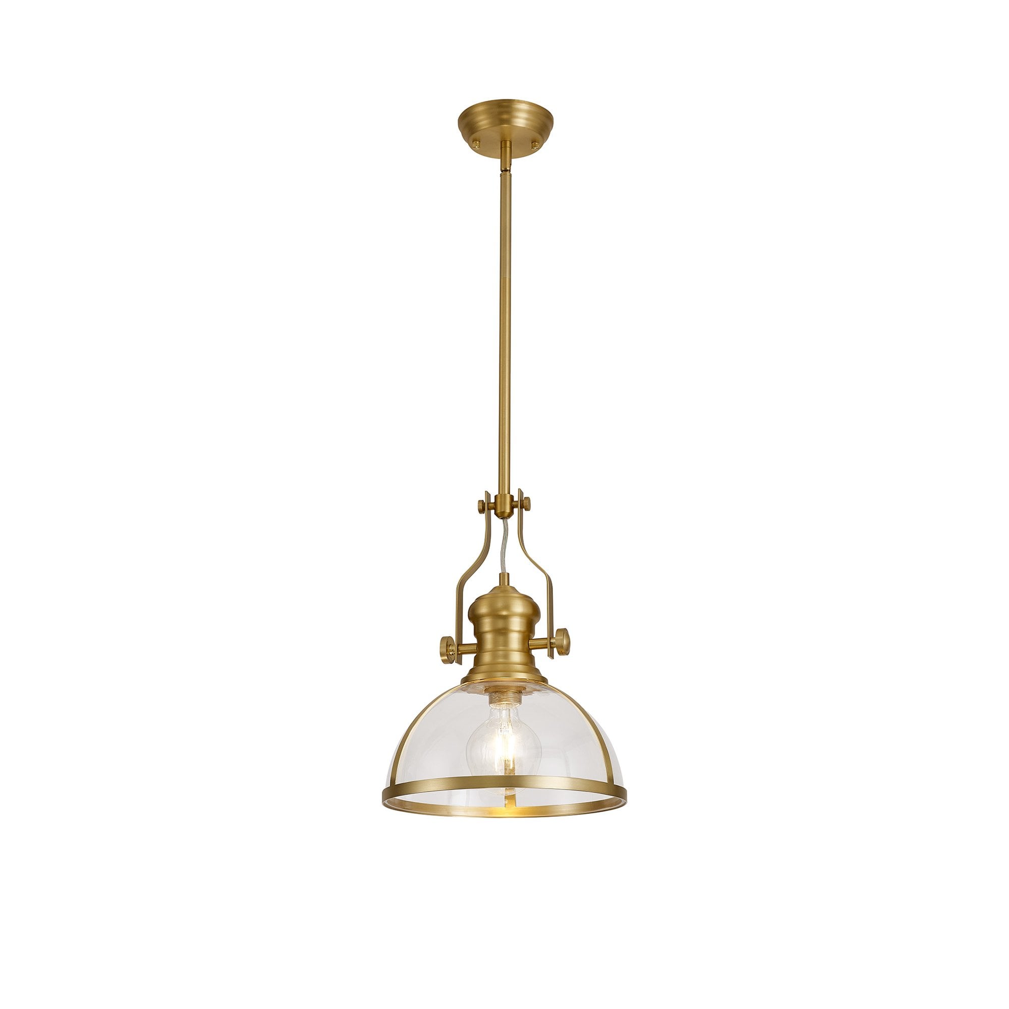 NL7262/SG9 Louis 1 Light Pendant Satin Gold Clear