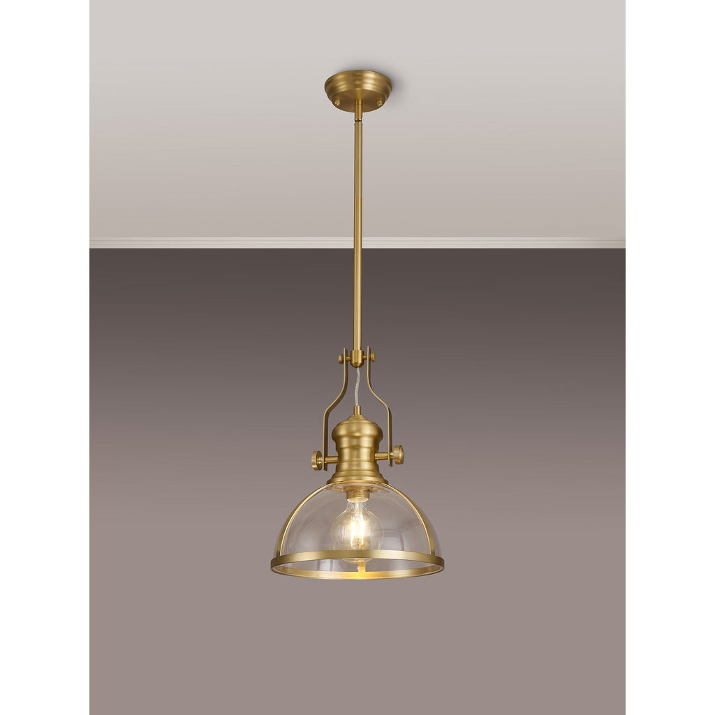 NL7262/SG9 Louis 1 Light Pendant Satin Gold Clear