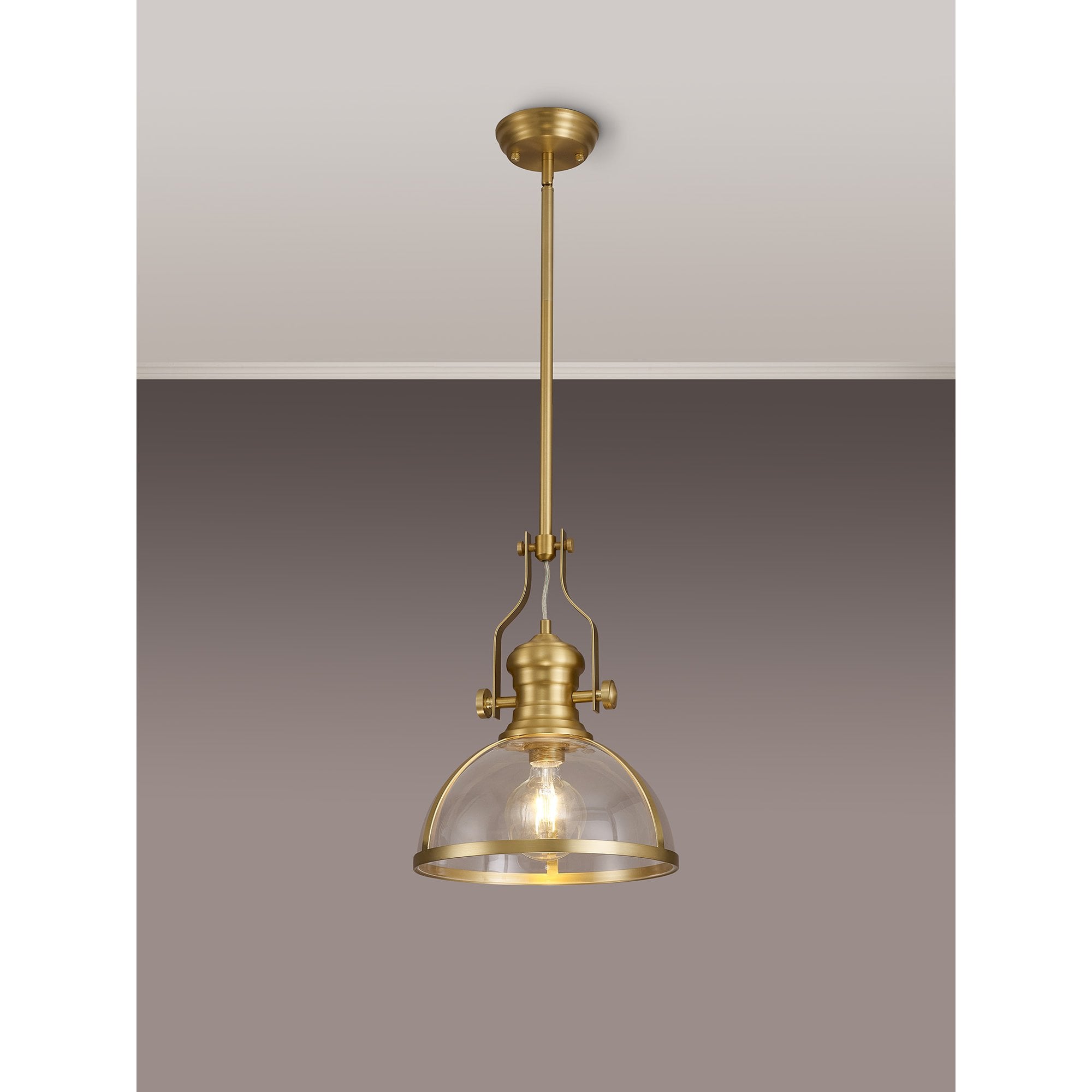 NL7262/SG9 Louis 1 Light Pendant Satin Gold Clear