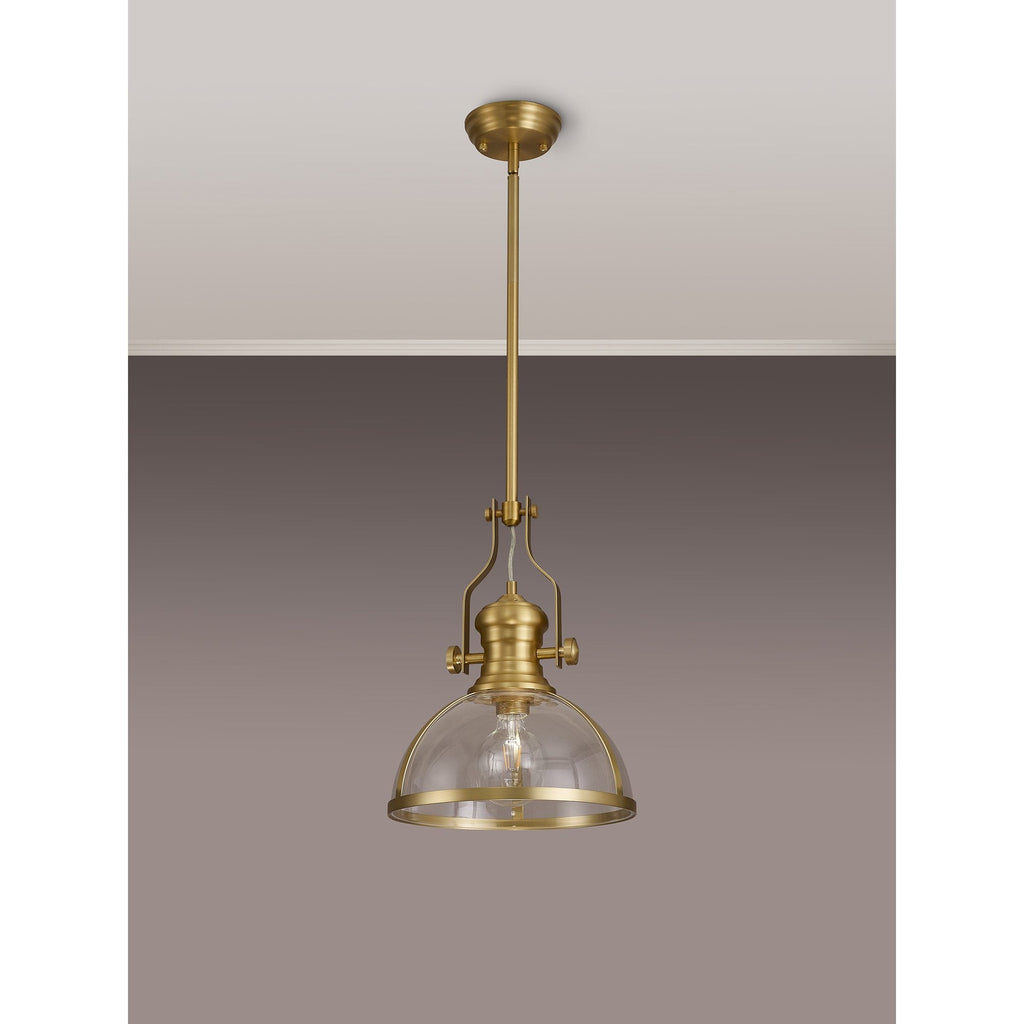 NL7262/SG9 Louis 1 Light Pendant Satin Gold Clear