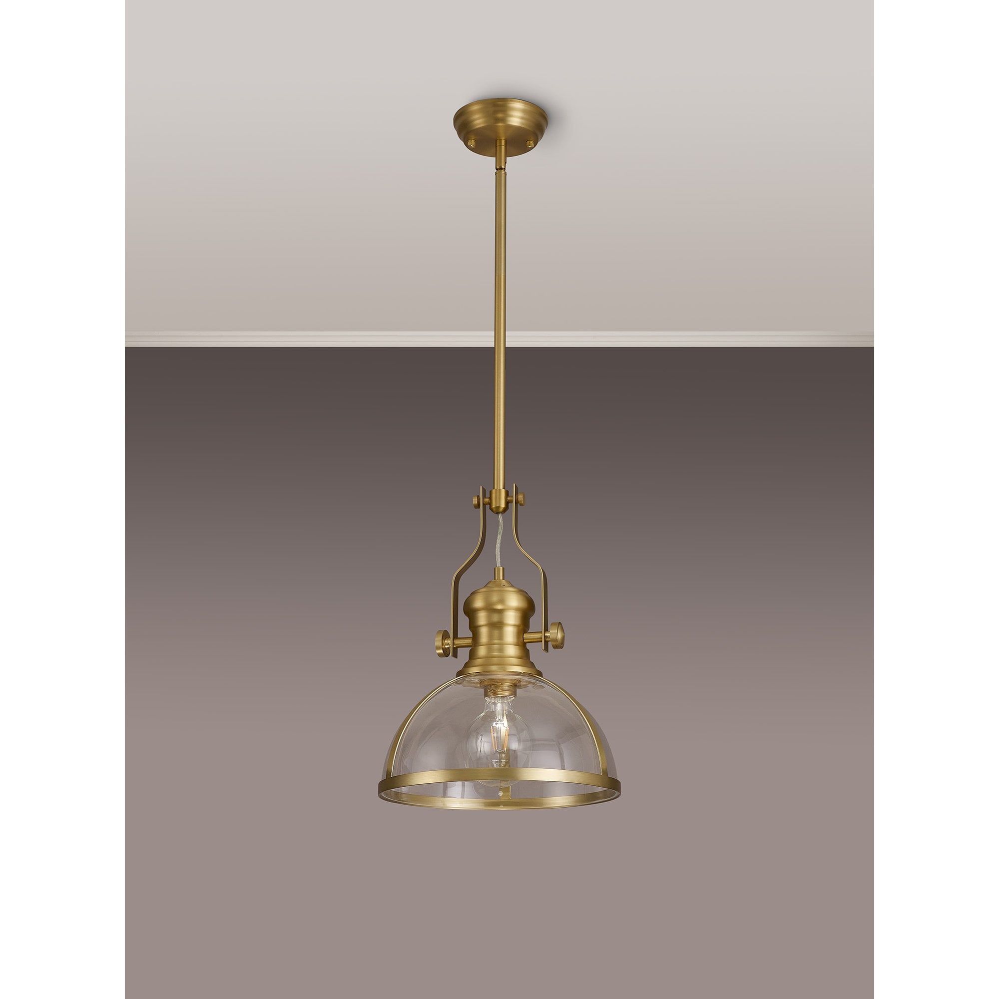 NL7262/SG9 Louis 1 Light Pendant Satin Gold Clear