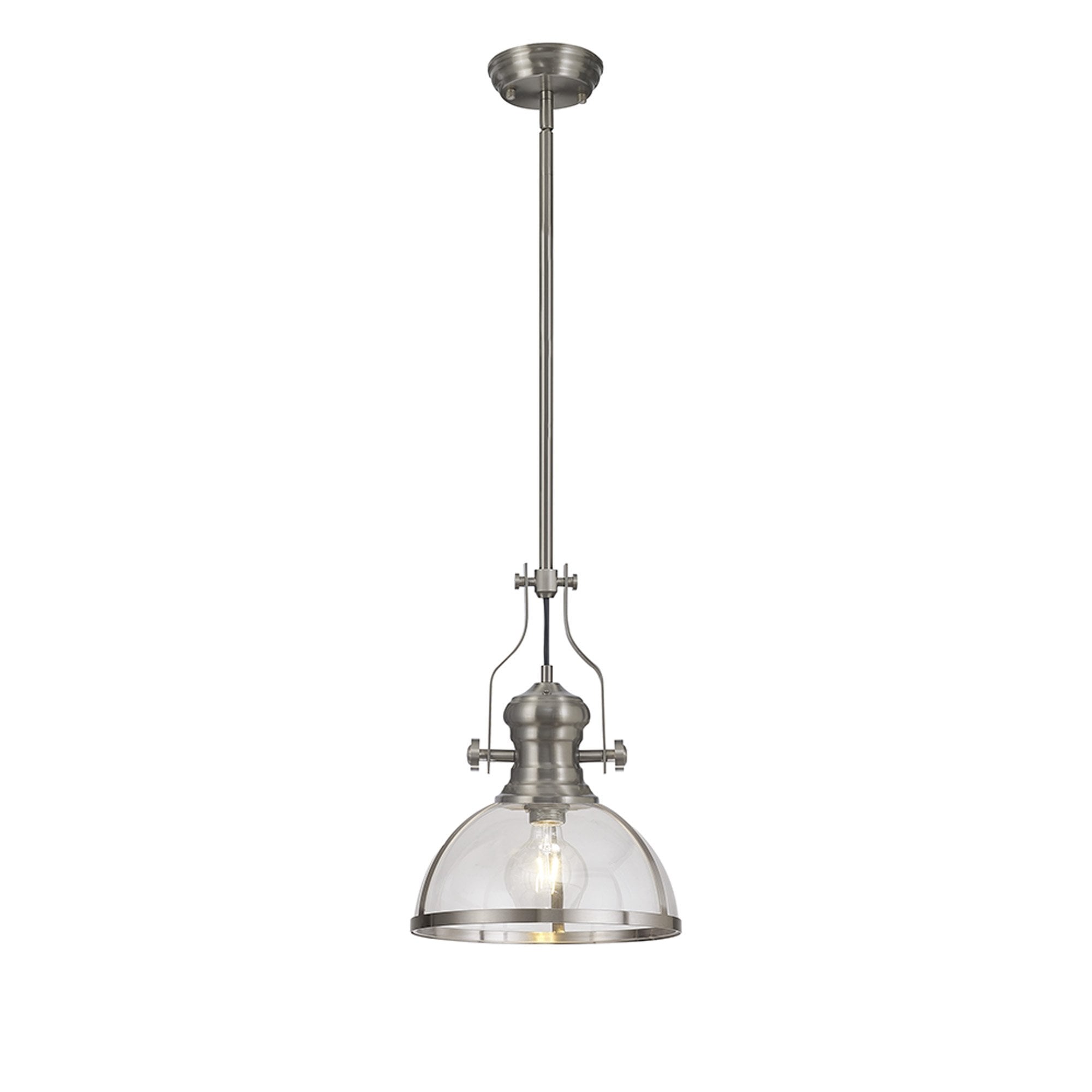 NL7262/SN9 Louis 1 Light Pendant Satin Nickel Clear