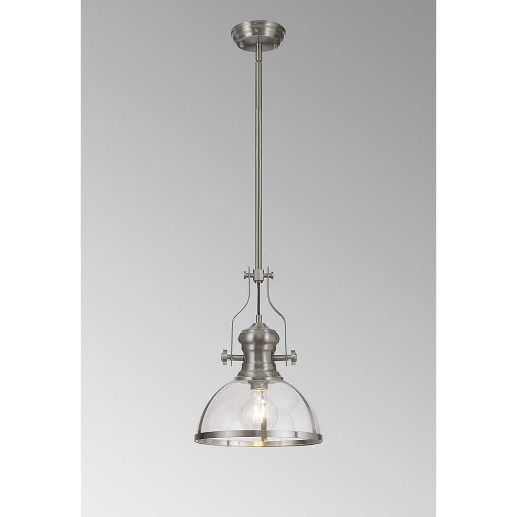NL7262/SN9 Louis 1 Light Pendant Satin Nickel Clear
