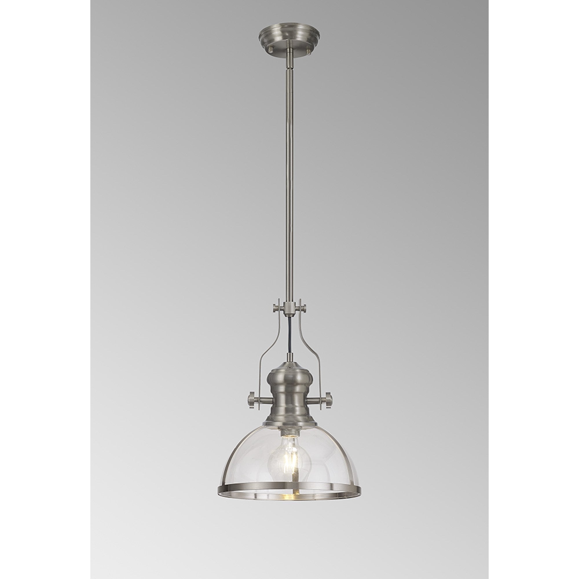 NL7262/SN9 Louis 1 Light Pendant Satin Nickel Clear