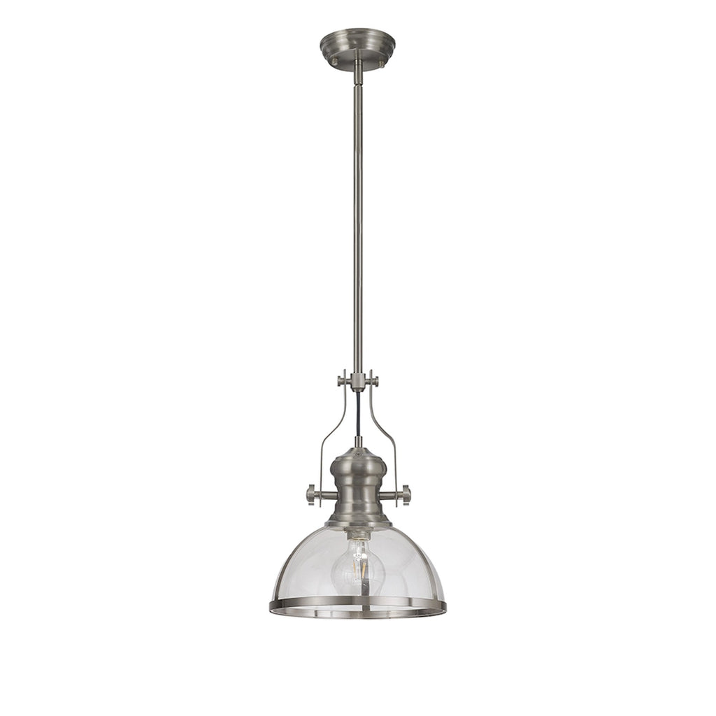 NL7262/SN9 Louis 1 Light Pendant Satin Nickel Clear