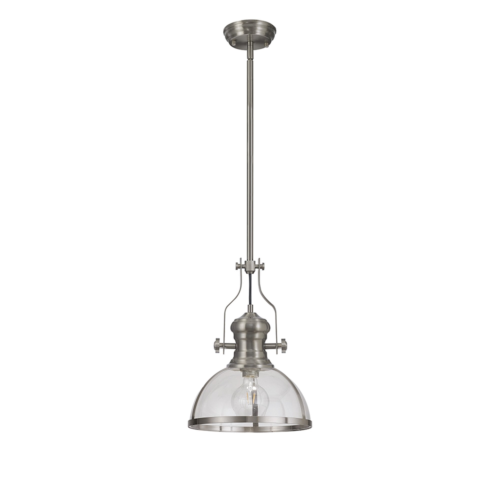 NL7262/SN9 Louis 1 Light Pendant Satin Nickel Clear