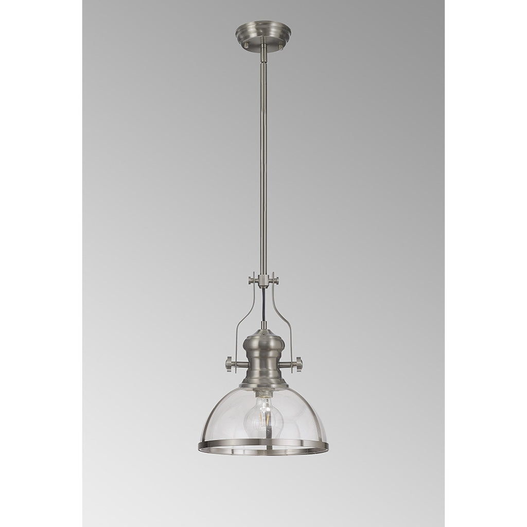 NL7262/SN9 Louis 1 Light Pendant Satin Nickel Clear