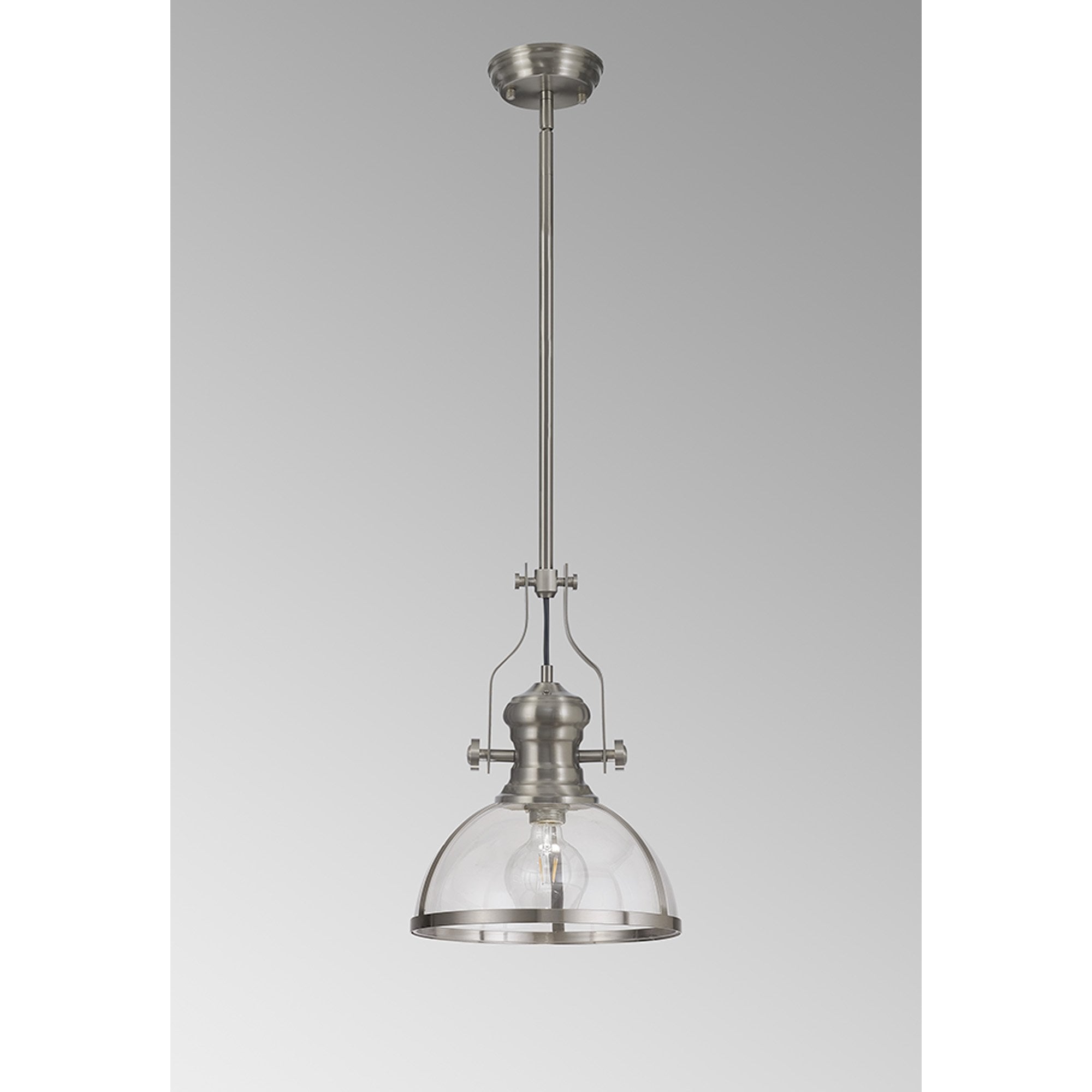 NL7262/SN9 Louis 1 Light Pendant Satin Nickel Clear