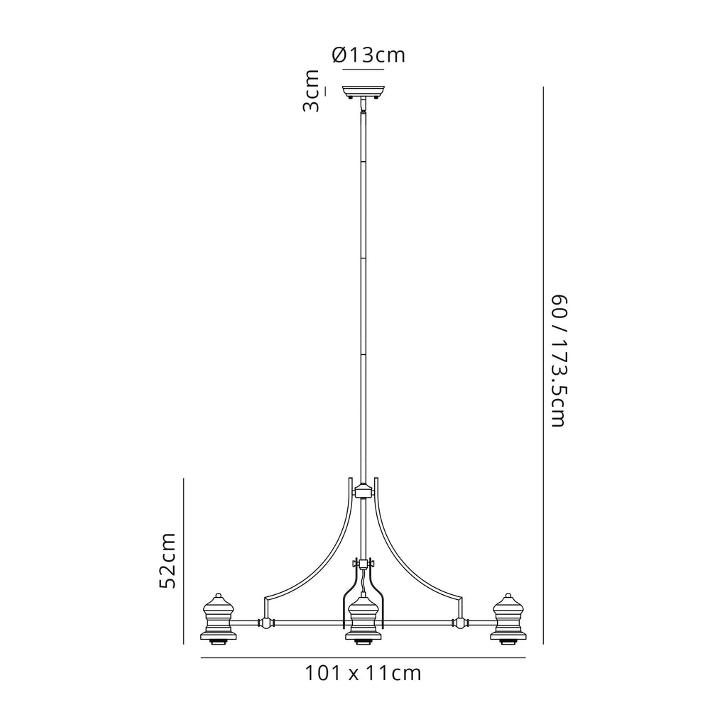 NL83829 Louis 3 Light Linear Pendant Matt Black