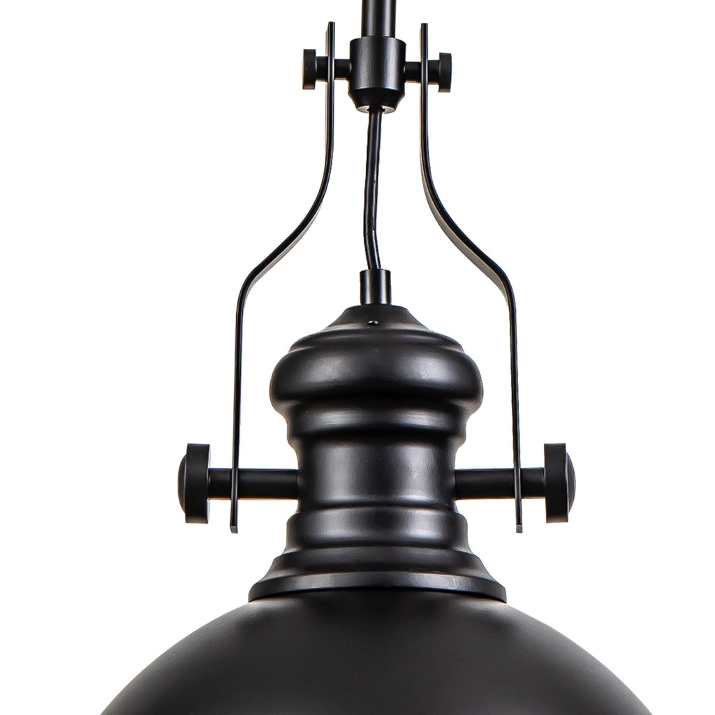 NL86609 Louis 1 Light Pendant Matt Black Frosted White