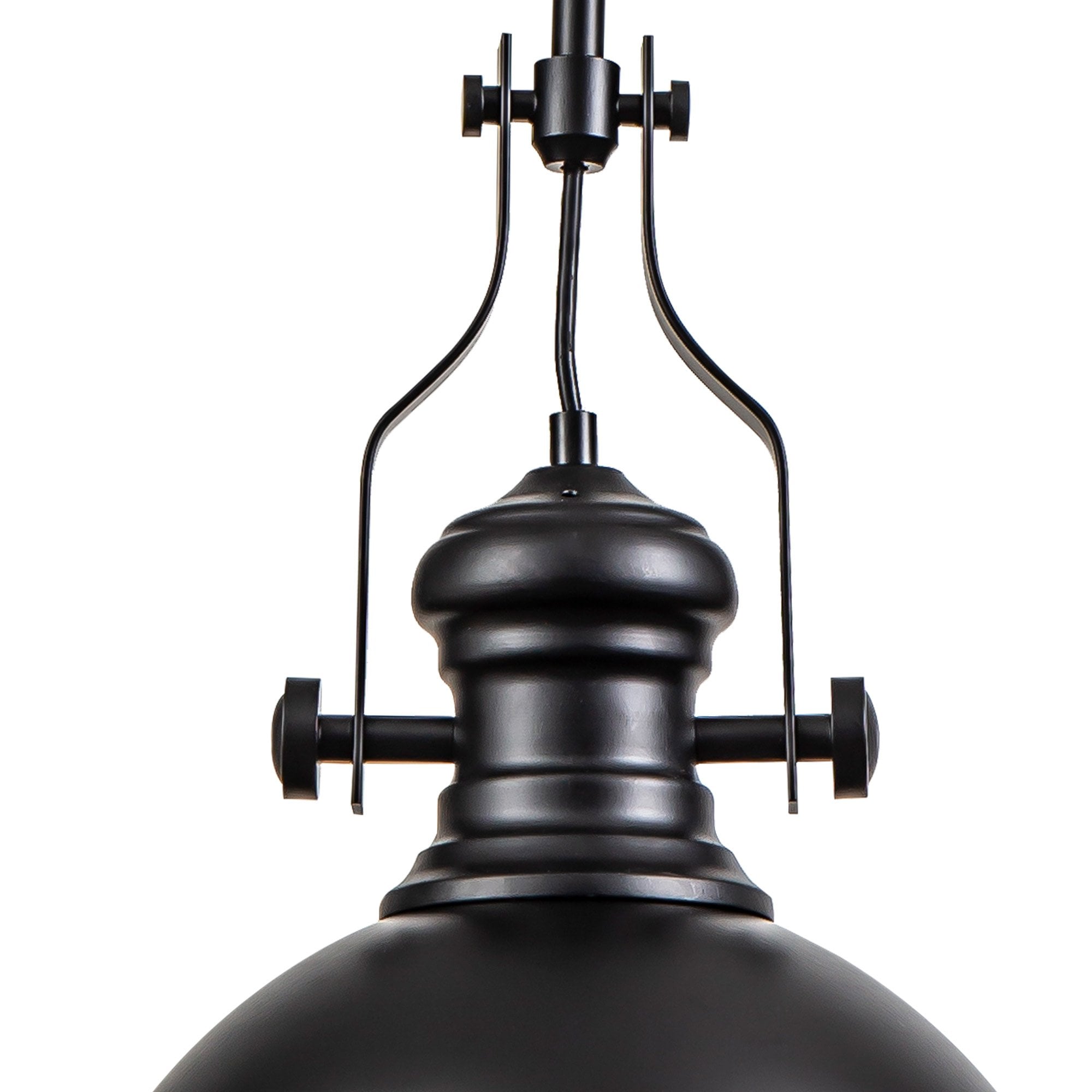NL86609 Louis 1 Light Pendant Matt Black Frosted White