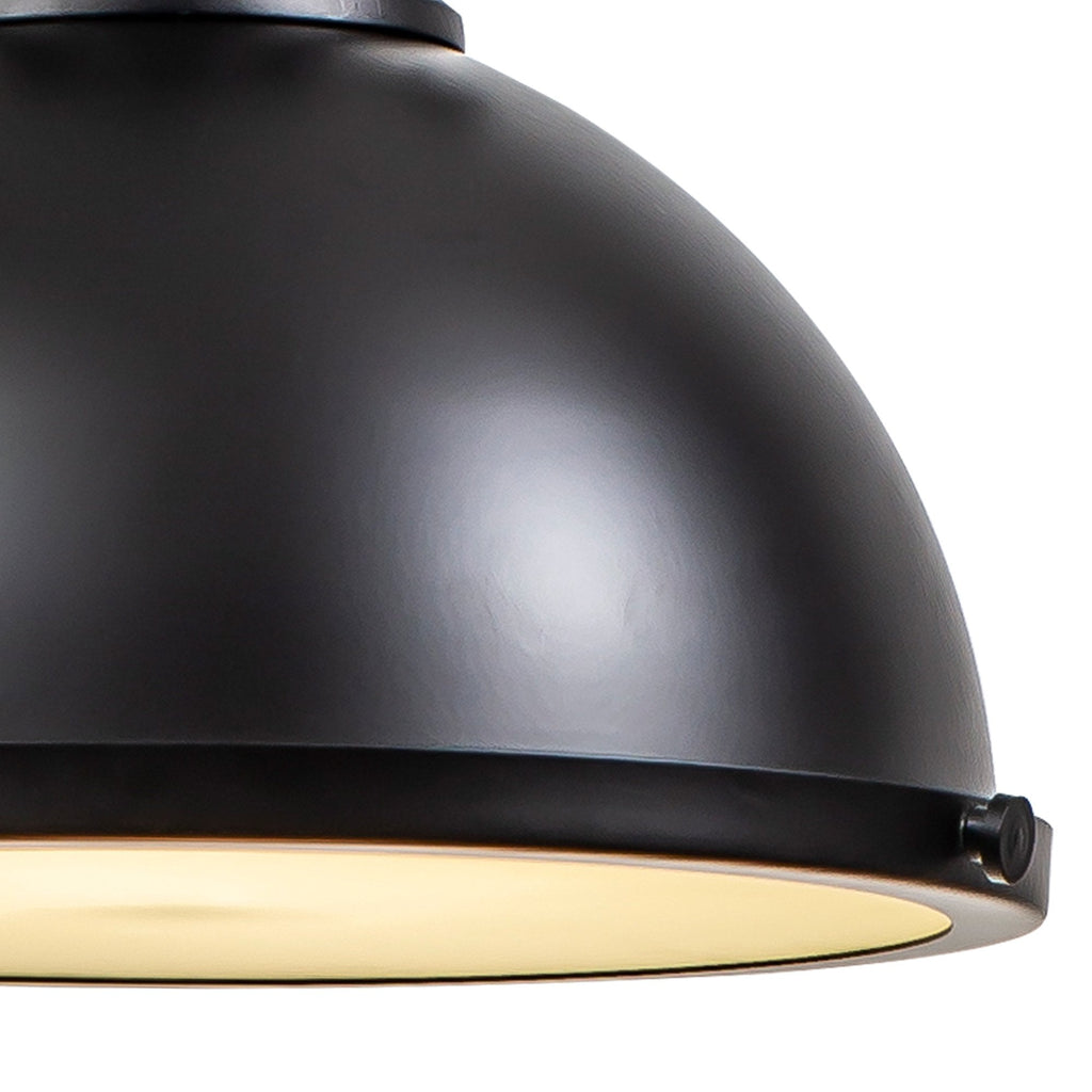 NL86609 Louis 1 Light Pendant Matt Black Frosted White