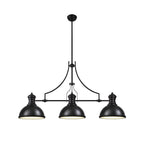 NL86619 Louis 3 Light Linear Pendant Matt Black Frosted White