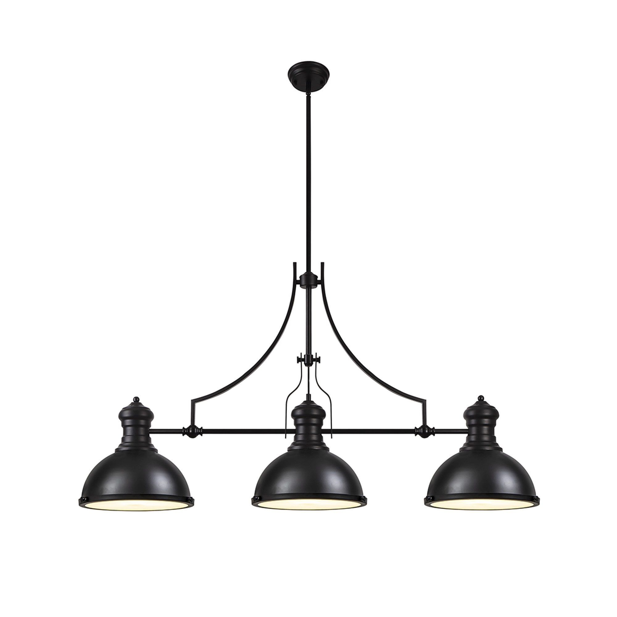 NL86619 Louis 3 Light Linear Pendant Matt Black Frosted White