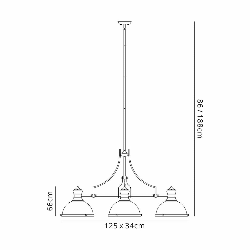 NL86619 Louis 3 Light Linear Pendant Matt Black Frosted White