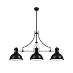 NL86619 Louis 3 Light Linear Pendant Matt Black Frosted White