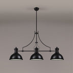 NL86619 Louis 3 Light Linear Pendant Matt Black Frosted White