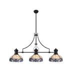 NLK00849 Louis, Ossie 3 Light Linear Pendant Matt Black Blue
