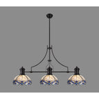 NLK00849 Louis, Ossie 3 Light Linear Pendant Matt Black Blue