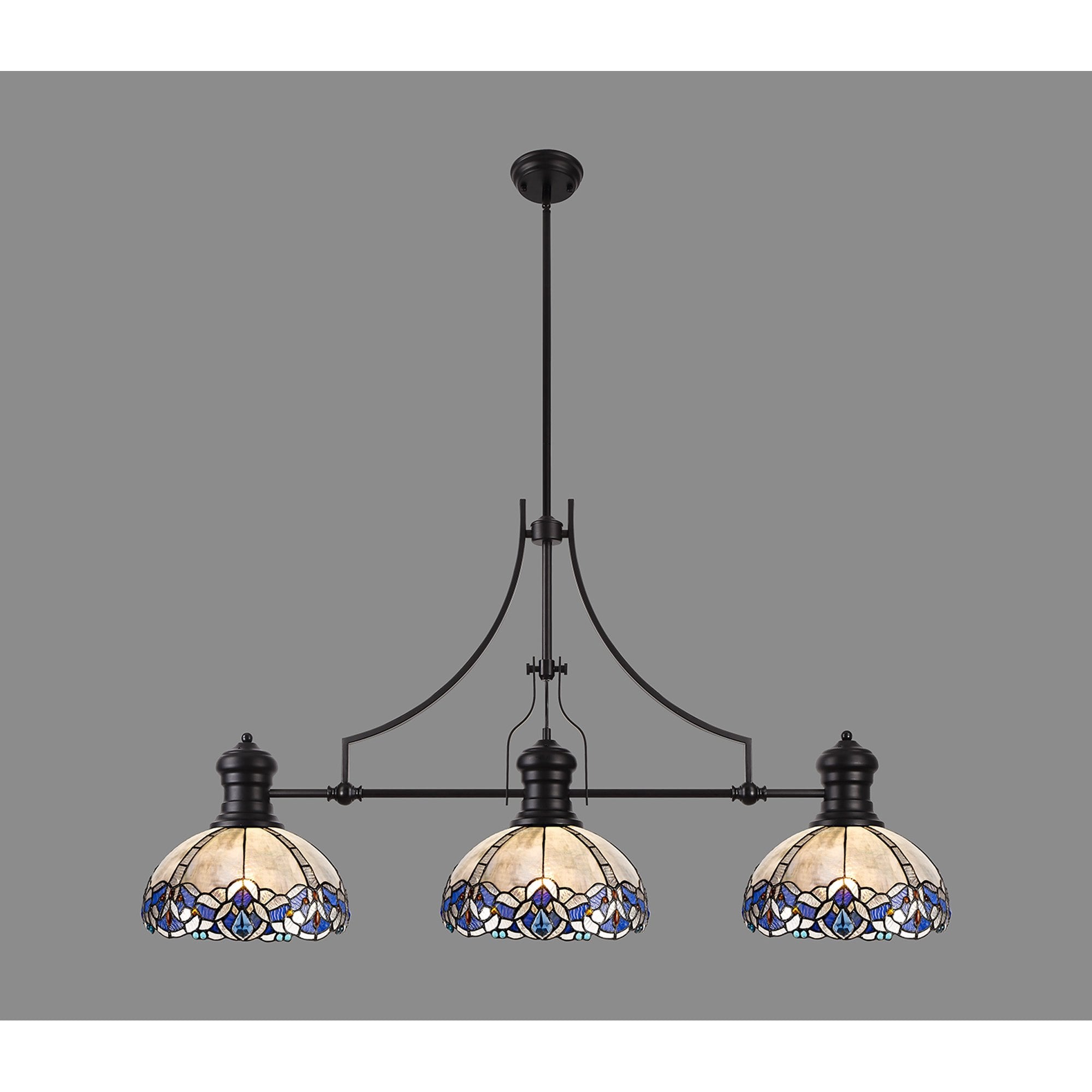 NLK00849 Louis, Ossie 3 Light Linear Pendant Matt Black Blue