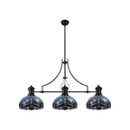 NLK00849 Louis, Ossie 3 Light Linear Pendant Matt Black Blue
