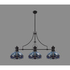 NLK00849 Louis, Ossie 3 Light Linear Pendant Matt Black Blue