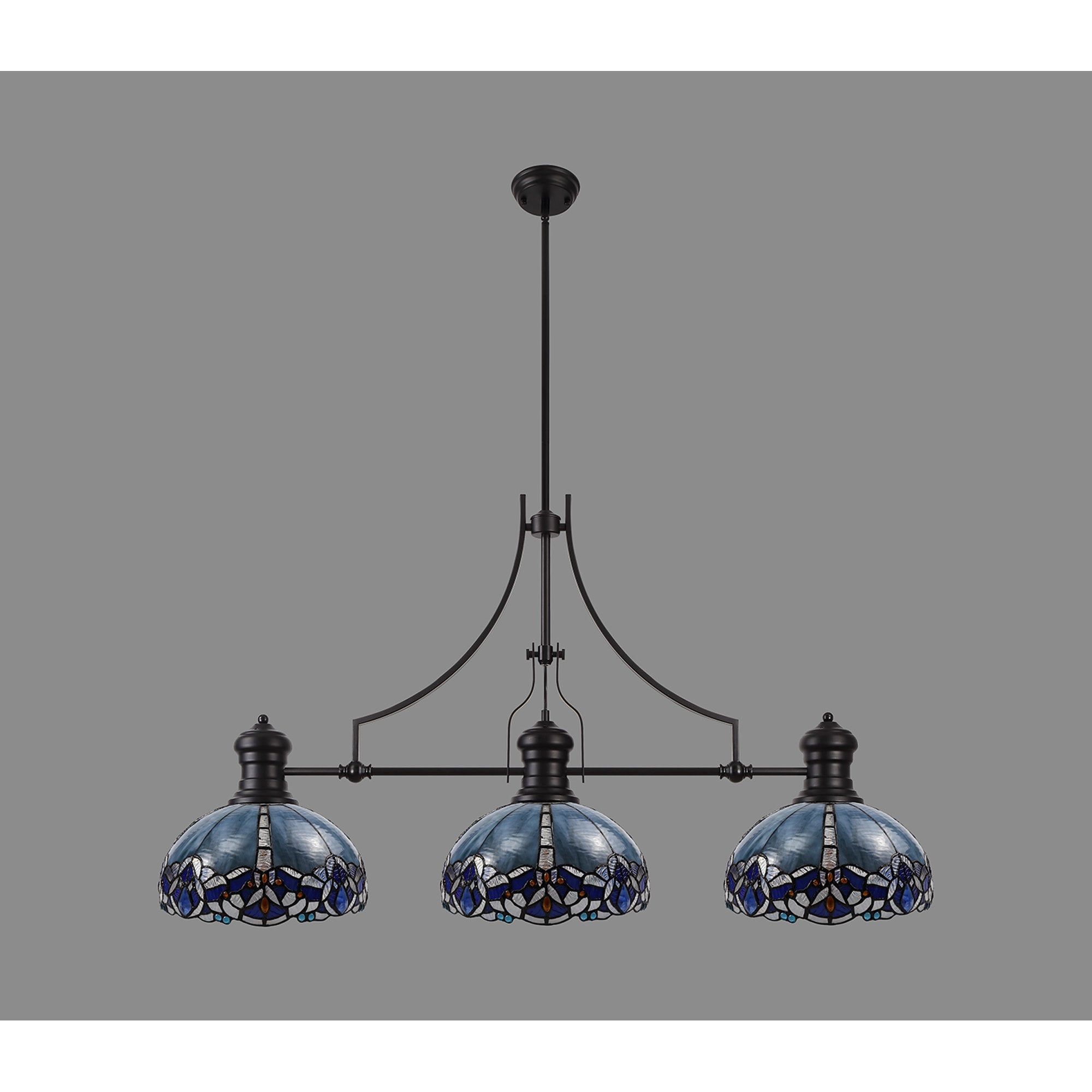NLK00849 Louis, Ossie 3 Light Linear Pendant Matt Black Blue