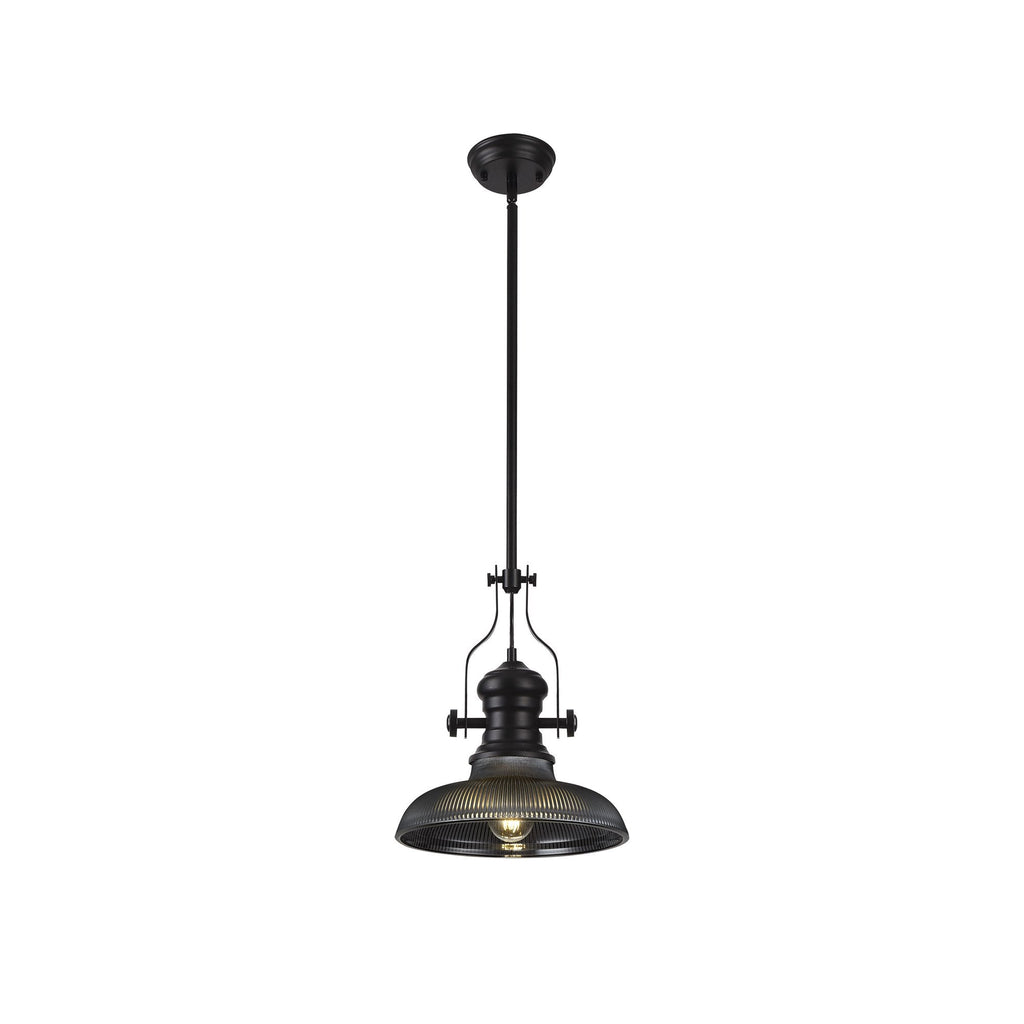 NLK14799 Louis 1 Light Round Pendant Matt Black Smoked