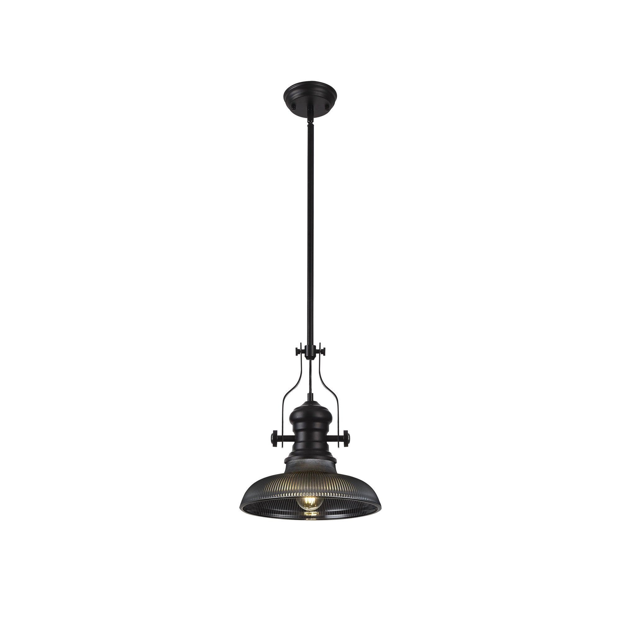 NLK14799 Louis 1 Light Round Pendant Matt Black Smoked