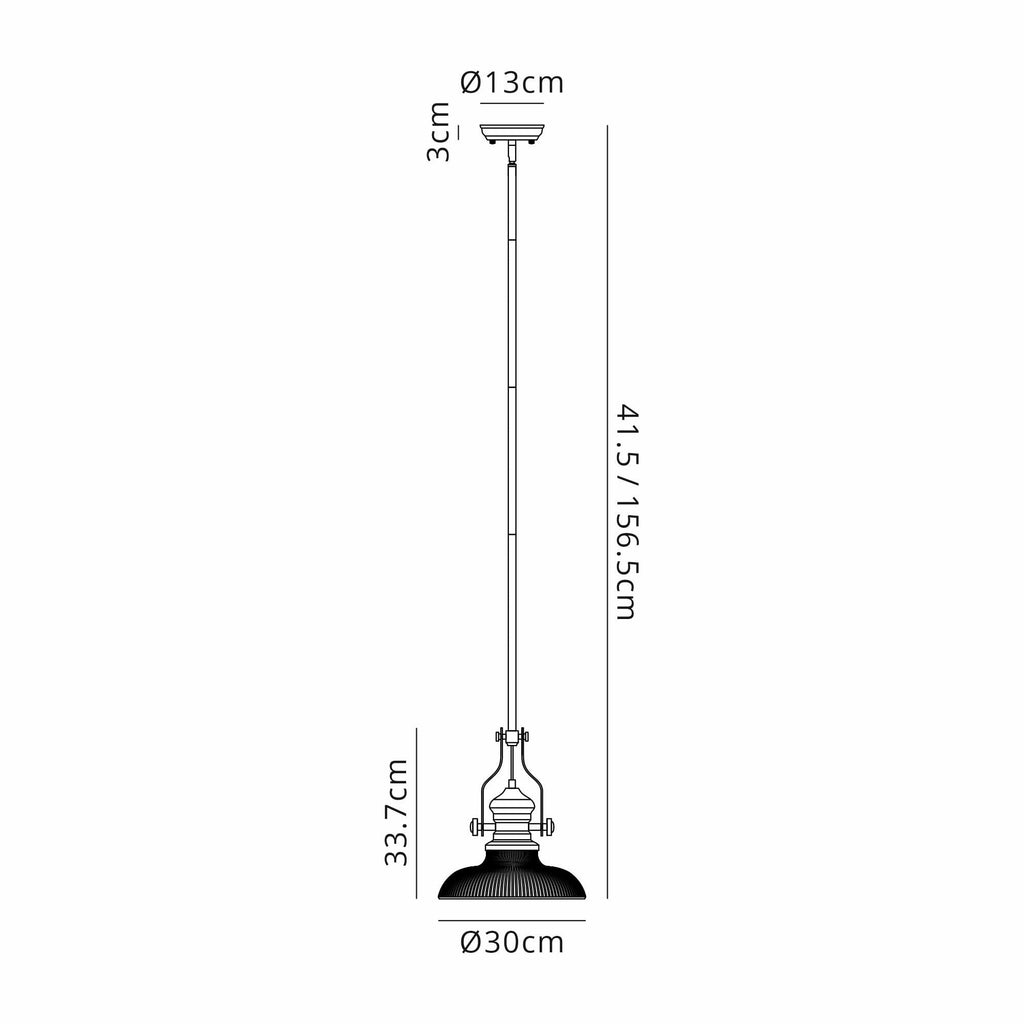 NLK14799 Louis 1 Light Round Pendant Matt Black Smoked