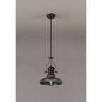 NLK14799 Louis 1 Light Round Pendant Matt Black Smoked