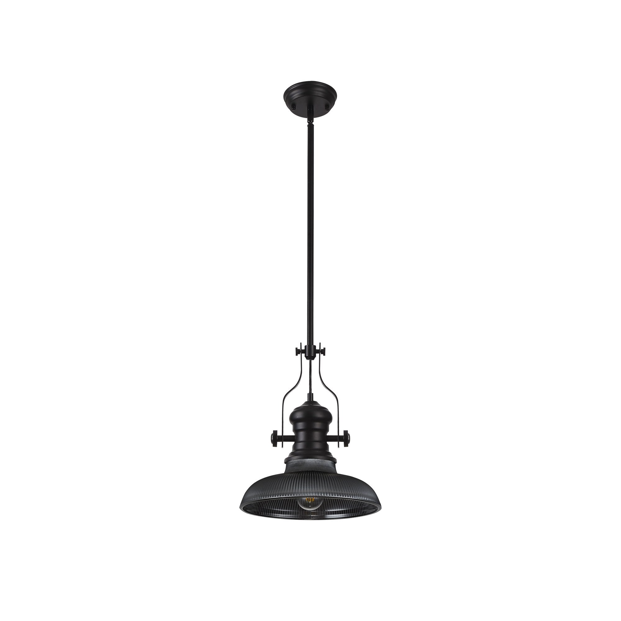 NLK14799 Louis 1 Light Round Pendant Matt Black Smoked