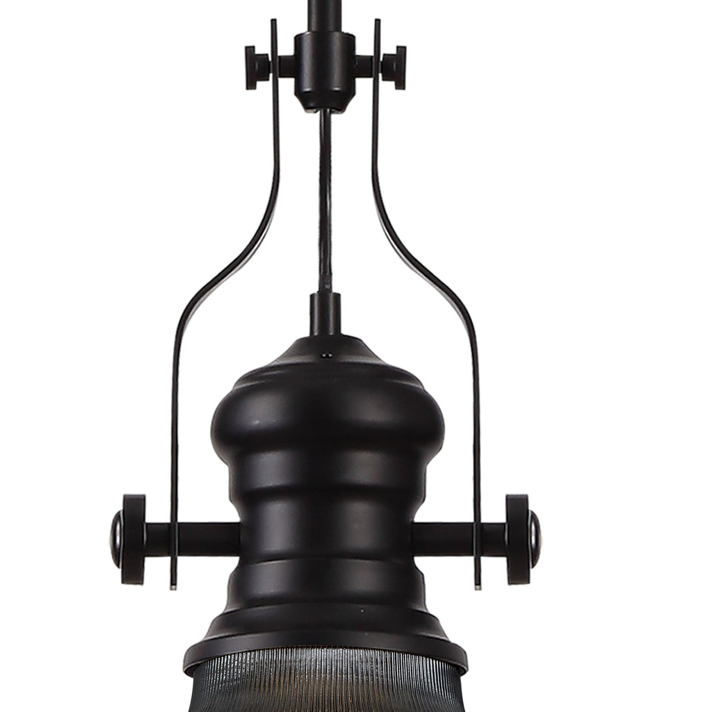 NLK14799 Louis 1 Light Round Pendant Matt Black Smoked