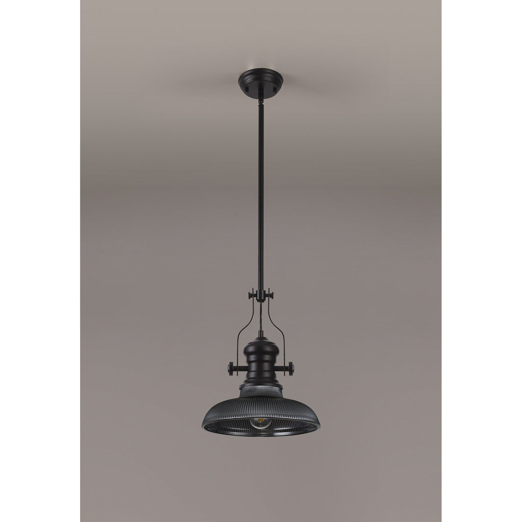 NLK14799 Louis 1 Light Round Pendant Matt Black Smoked