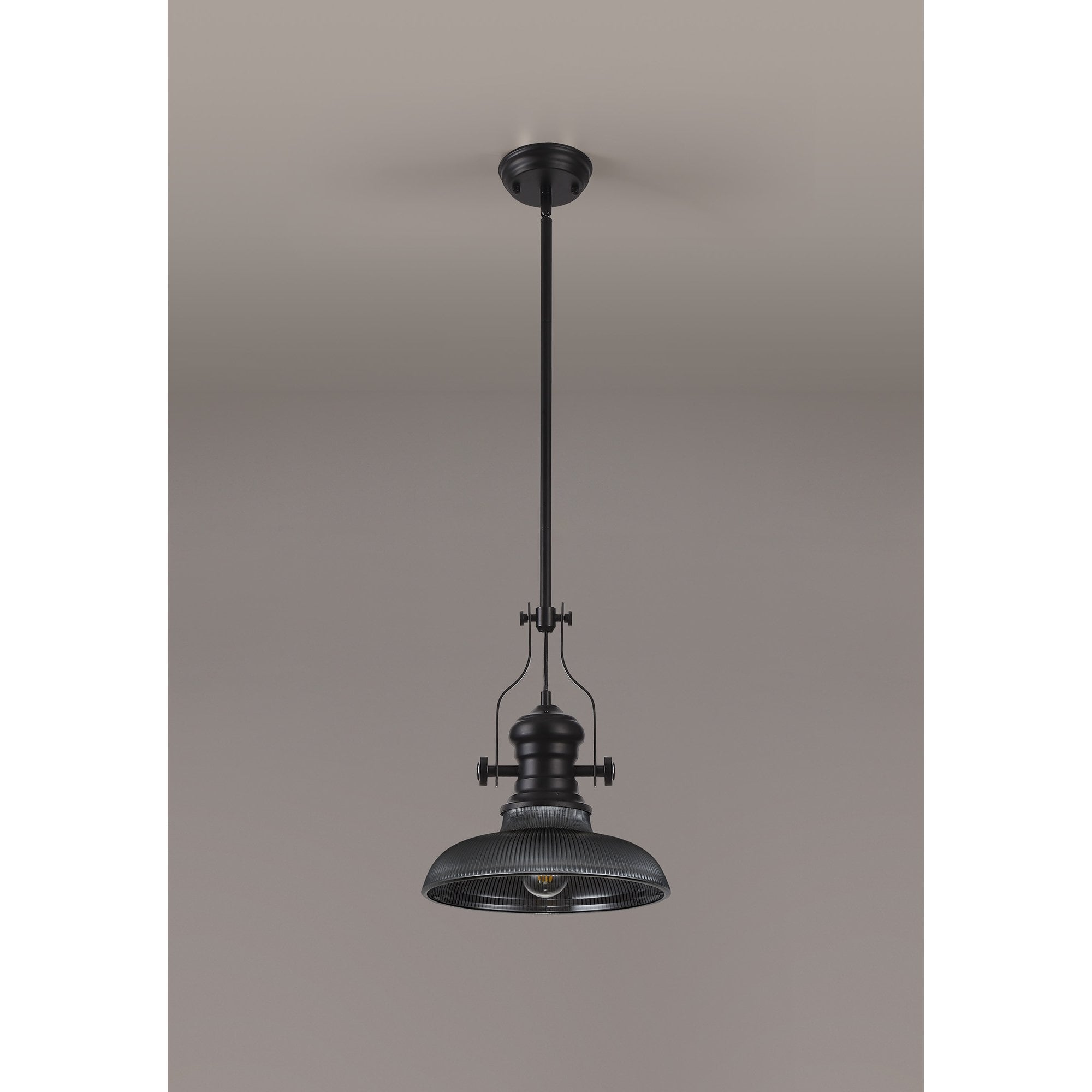 NLK14799 Louis 1 Light Round Pendant Matt Black Smoked