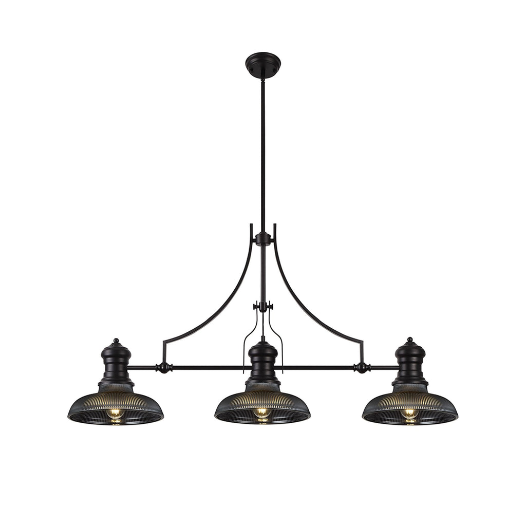 NLK14919 Louis 3 Light Round Pendant Matt Black Smoked