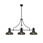 NLK14919 Louis 3 Light Round Pendant Matt Black Smoked